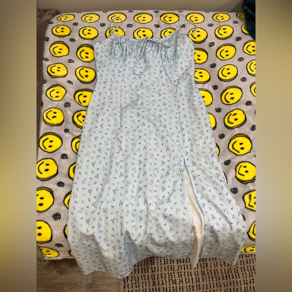 Light blue springtime flowers dress